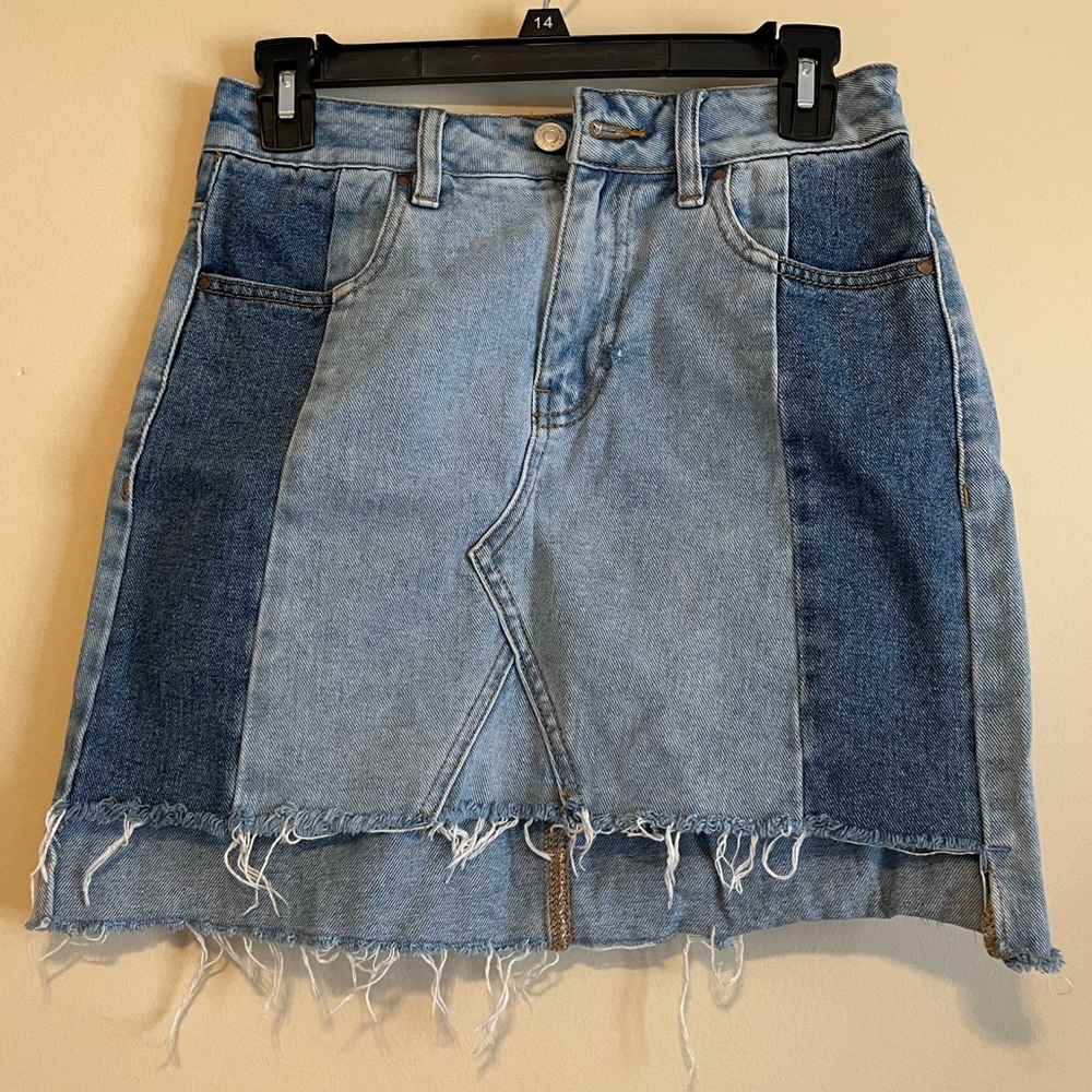 Two Toned Denim Skirt Pacsun